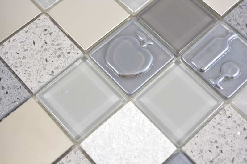 Hand pattern square crystal/artificial/stone/steel mix relief gray mosaic tile wall tile backsplash kitchen bathroom MOS88-0217_m