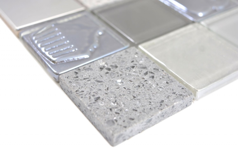 Hand pattern square crystal/artificial/stone/steel mix relief gray mosaic tile wall tile backsplash kitchen bathroom MOS88-0217_m
