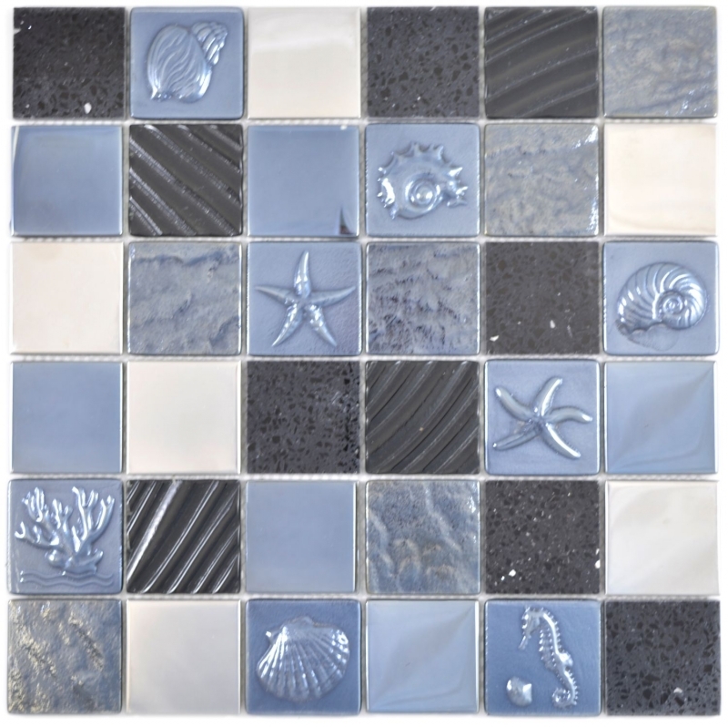 Hand pattern square crystal/artificial/steel mix relief black mosaic tile wall tile backsplash kitchen bathroom MOS88-2717_m