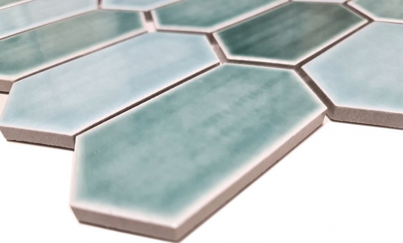 Mosaic tile ceramic mosaic hexagonal green glossy kitchen wall bathroom MOS11J-475_f