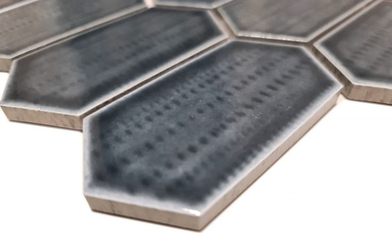Hexagonal hexagon mosaic tile ceramic anthracite gray black glossy kitchen splashback bathroom tile backsplash wall - MOS11J-479