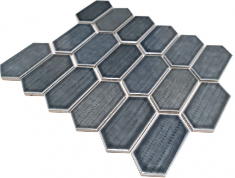 Hand-painted mosaic tile ceramic mosaic hexagonal black glossy kitchen splashback bathroom MOS11J-479_m