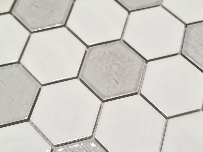 Hand pattern mosaic tile ceramic mosaic hexagonal white glossy kitchen bathroom MOS11K-SAN1_m