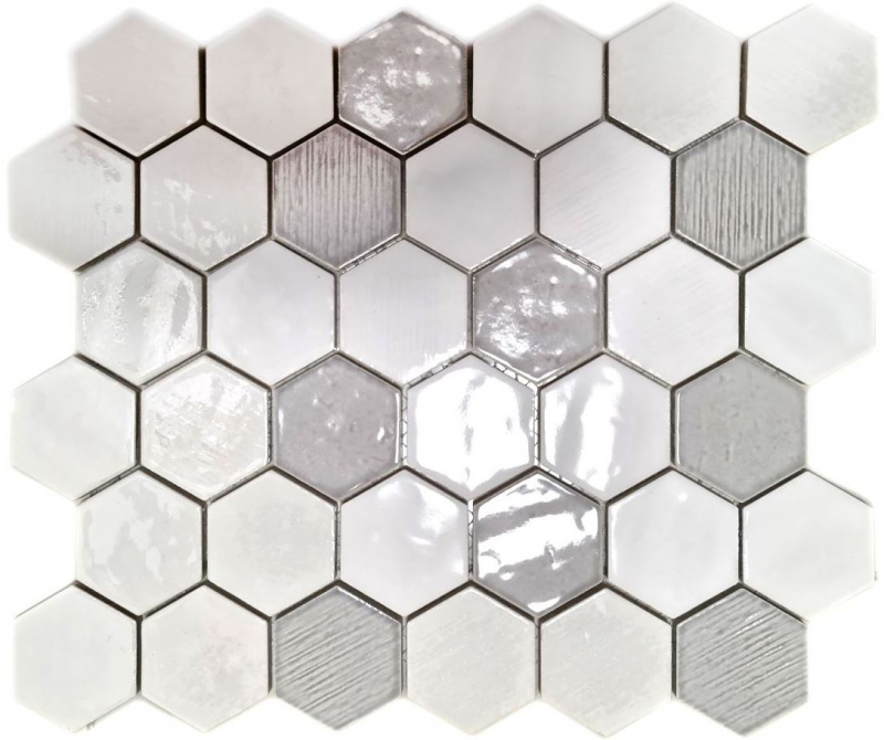 Hand pattern mosaic tile ceramic mosaic hexagonal white glossy kitchen bathroom MOS11K-SAN1_m