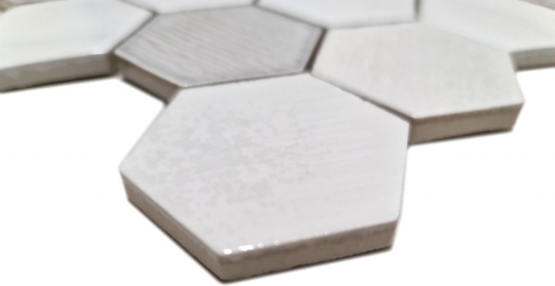 Hand pattern mosaic tile ceramic mosaic hexagonal white glossy kitchen bathroom MOS11K-SAN1_m