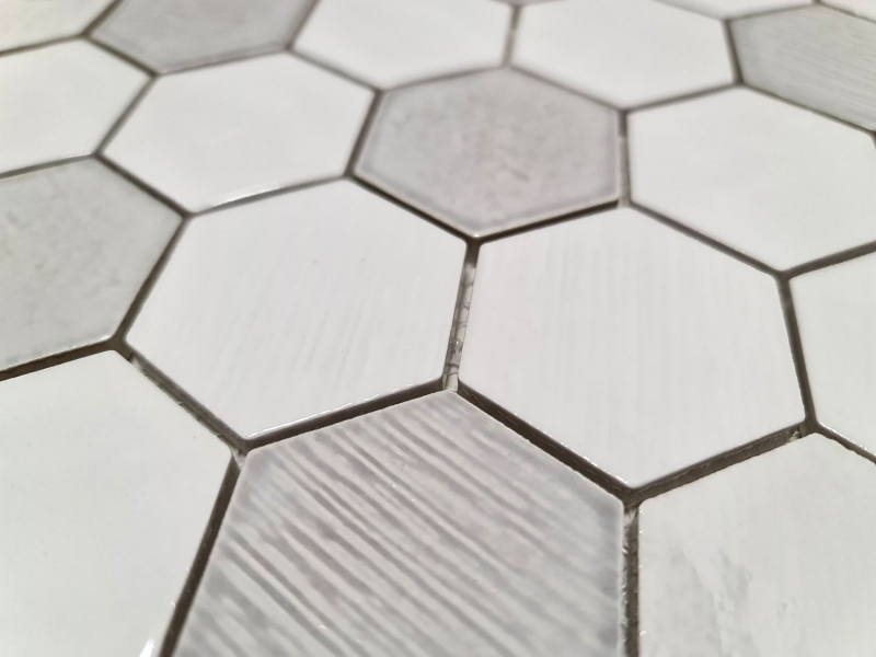 Hand pattern mosaic tile ceramic mosaic hexagonal white glossy kitchen bathroom MOS11K-SAN1_m