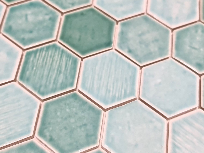 Hand-painted mosaic tile ceramic mosaic hexagonal green glossy tile mirror shower MOS11K-SAN5_m