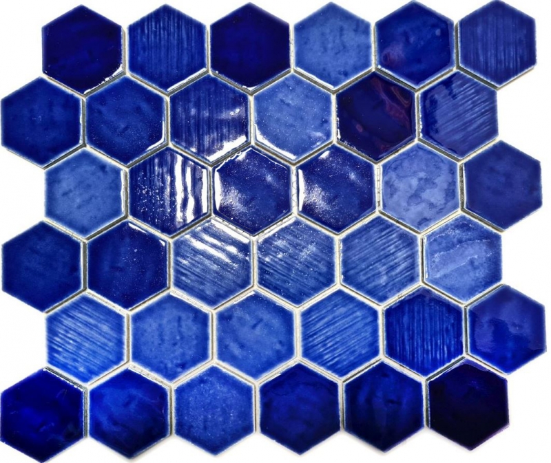 Hand pattern mosaic tile ceramic mosaic hexagonal blue glossy kitchen wall bathroom MOS11K-SAN7_m