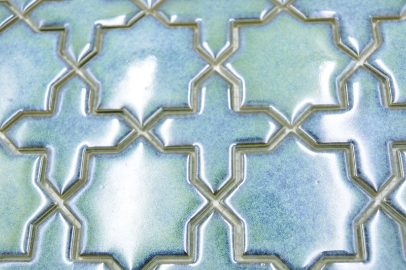 Hand sample mosaic tile ceramic mosaic combi mix green glossy kitchen splashback bathroom MOS13-SXS10_m