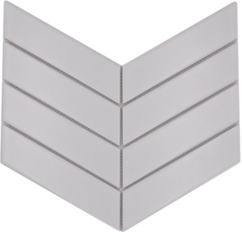 Hand-painted mosaic tile ceramic mosaic herringbone uni white matt kitchen wall shower MOS24-CHEV01_m