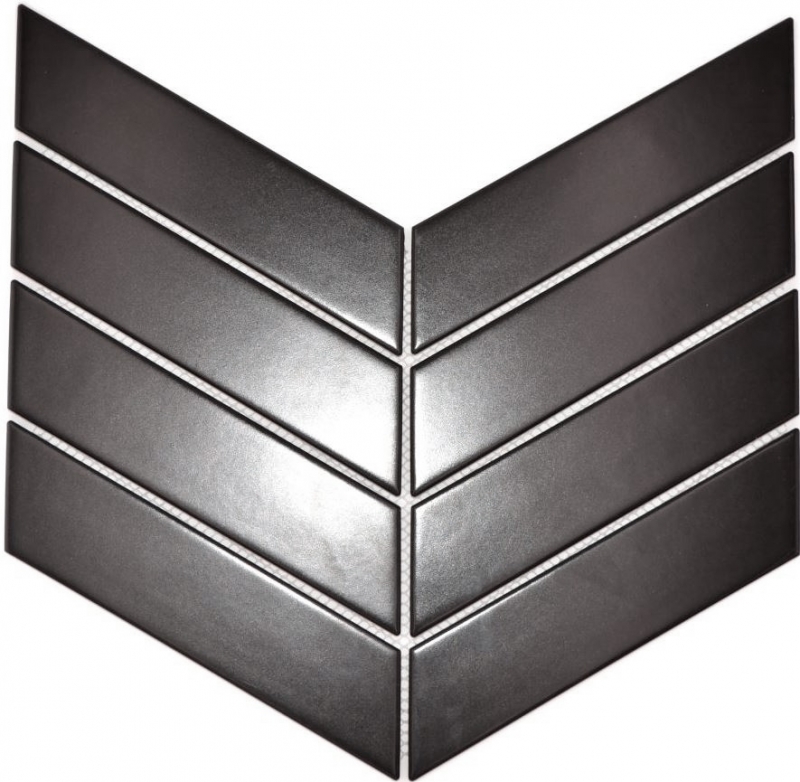 Hand-painted mosaic tile ceramic mosaic herringbone plain black matt bathroom kitchen MOS24-CHEV09_m