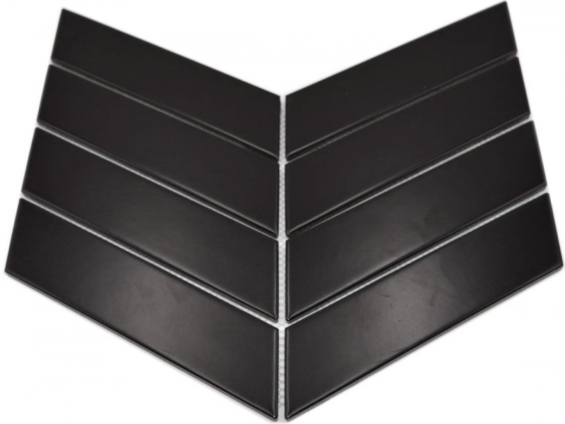 Hand-painted mosaic tile ceramic mosaic herringbone plain black matt bathroom kitchen MOS24-CHEV09_m