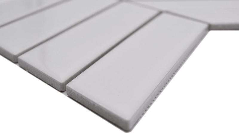 Mosaic tile ceramic mosaic herringbone mix white glossy matt tile backsplash bathroom MOS24-CHEV11_f