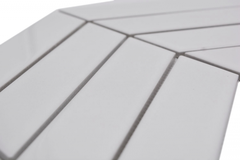 Mosaic tile ceramic mosaic herringbone mix white glossy matt tile backsplash bathroom MOS24-CHEV11_f