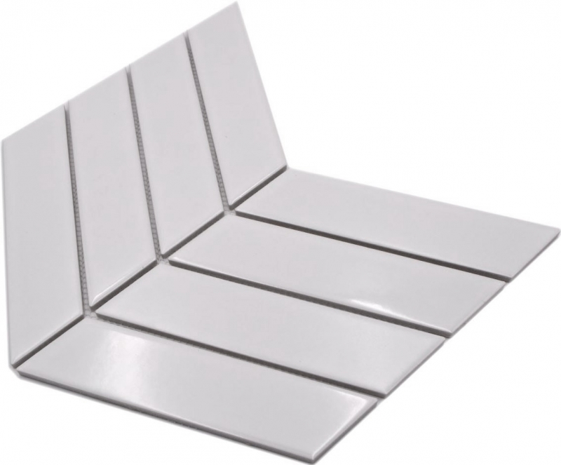 Mosaic tile ceramic mosaic herringbone mix white glossy matt tile backsplash bathroom MOS24-CHEV11_f