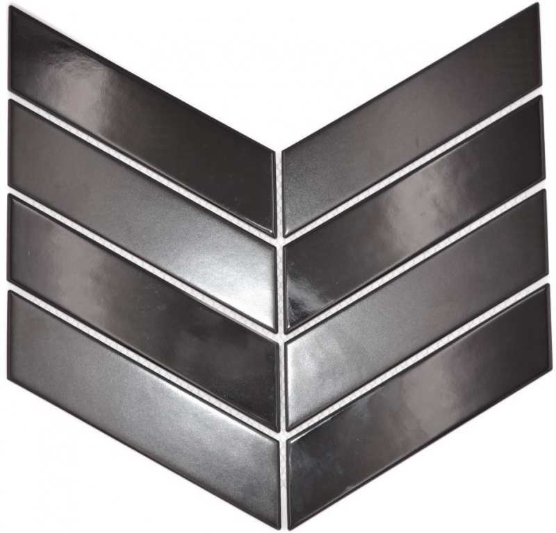 Mosaic tile ceramic mosaic herringbone mix black glossy matt kitchen splashback MOS24-CHEV19_f