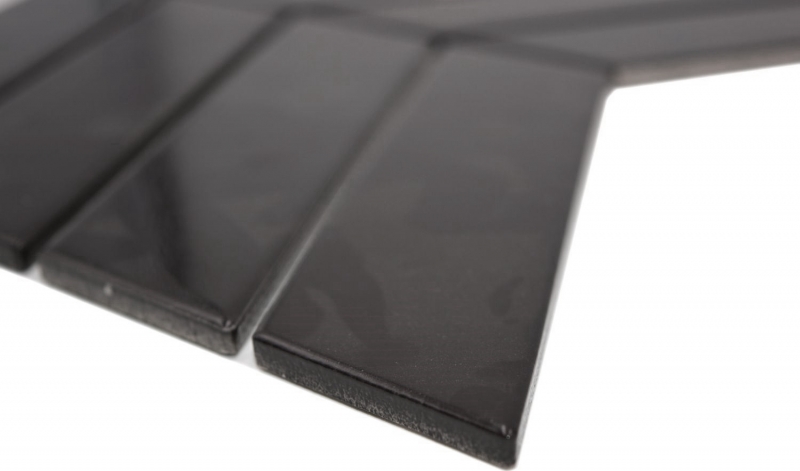 Mosaic tile ceramic mosaic herringbone mix black glossy matt kitchen splashback MOS24-CHEV19_f