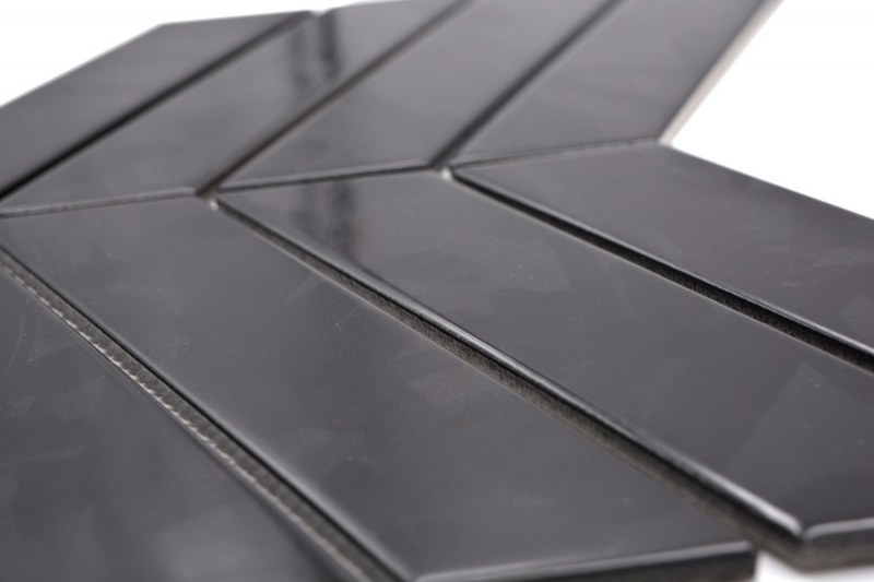 Mosaic tile ceramic mosaic herringbone mix black glossy matt kitchen splashback MOS24-CHEV19_f