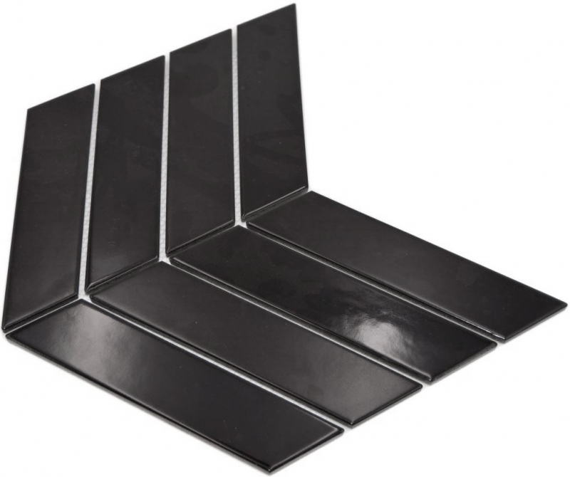 Mosaic tile ceramic mosaic herringbone mix black glossy matt kitchen splashback MOS24-CHEV19_f