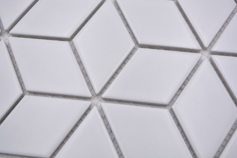 Cube mosaic tile ceramic mosaic vintage retro 3D plain white matt tile backsplash kitchen - MOS13-POV4