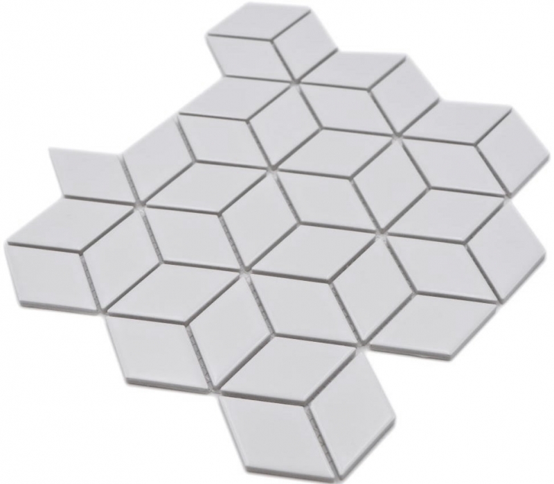 Cube mosaic tile ceramic mosaic vintage retro 3D plain white matt tile backsplash kitchen - MOS13-POV4