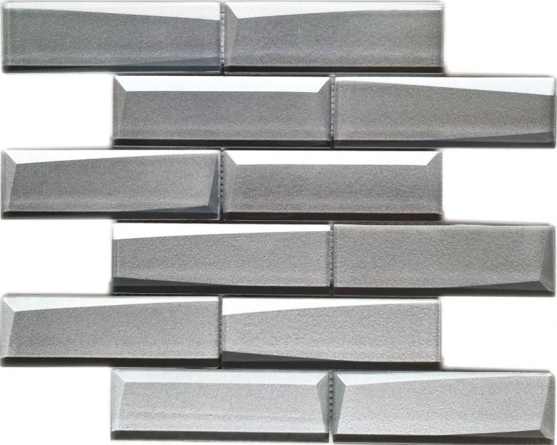 Glass mosaic mosaic tile Metro 3D optics gray silver wall kitchen bathroom MOS88-XB01