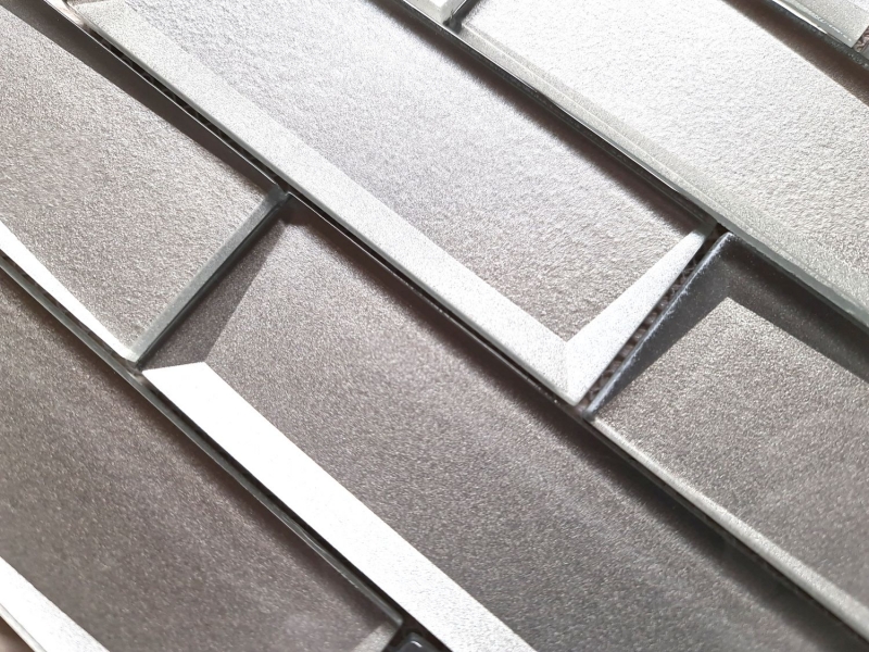 Glass mosaic mosaic tile Metro 3D optics gray silver wall kitchen bathroom MOS88-XB01