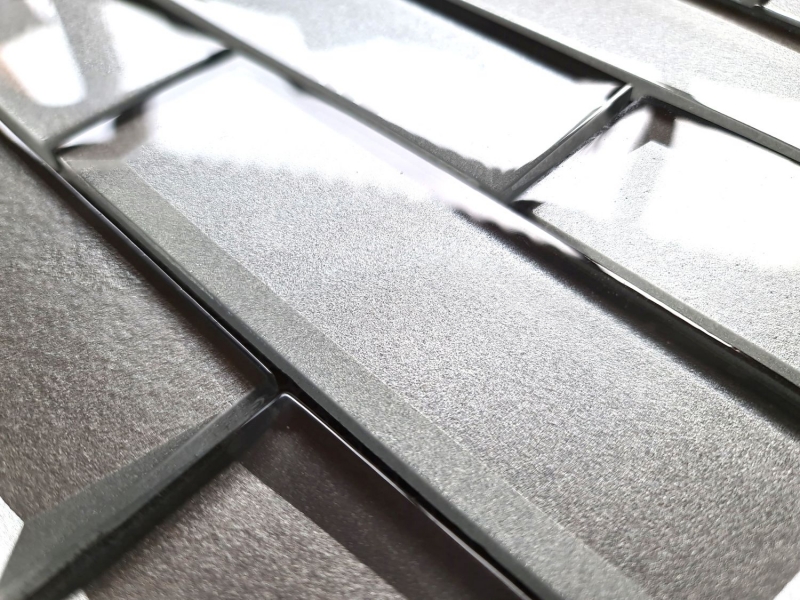 Glass mosaic mosaic tile Metro 3D optics gray silver wall kitchen bathroom MOS88-XB01