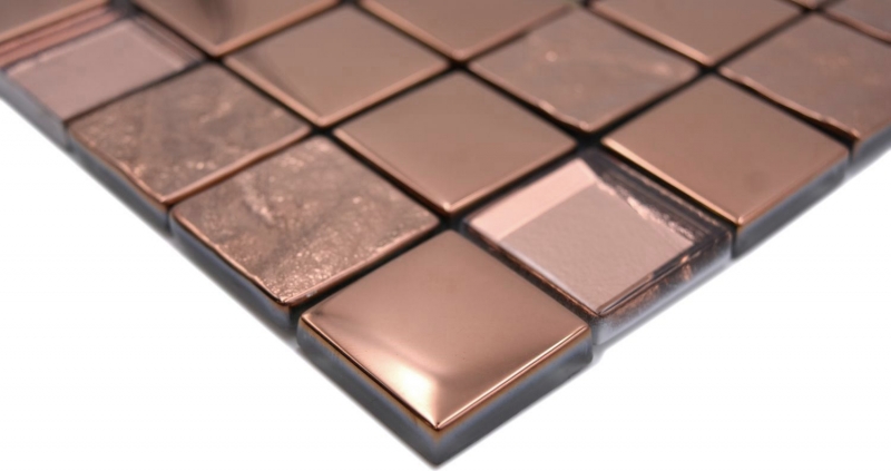 Glass mosaic mosaic tile electroplated bronze copper look kitchen wall MOS88-XCBR1