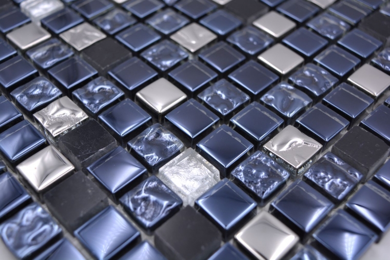 Glass mosaic natural stone mosaic tile black anthracite silver kitchen splashback tile backsplash - MOS92-660