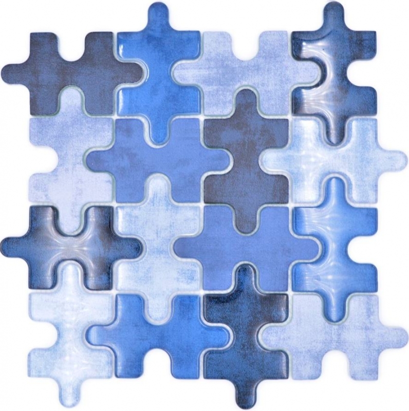 Glass mosaic mosaic tile puzzle blue light blue pastel kitchen splashback back MOS88-PT01