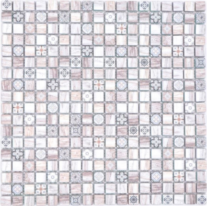 Glass mosaic mosaic tile retro wood look cream brown light ornament MOS78-W79