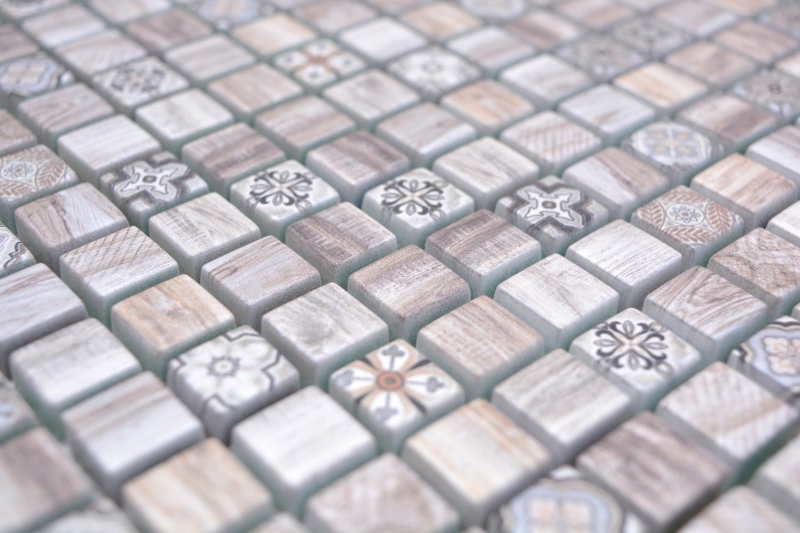 Glass mosaic mosaic tile retro wood look cream brown light ornament MOS78-W79