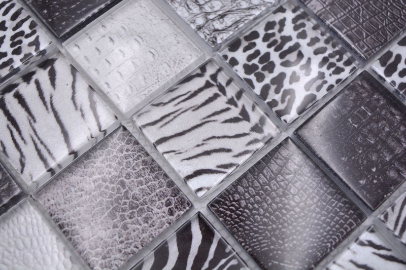 Glass mosaic mosaic tile zebra black wall bathroom kitchen MOS78-W28