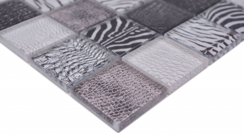 Glass mosaic mosaic tile zebra black wall bathroom kitchen MOS78-W28