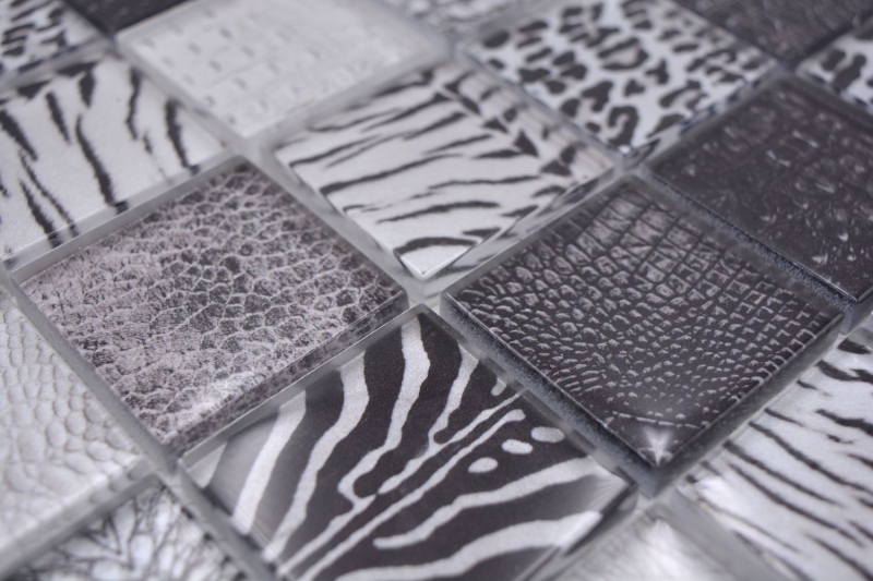 Glass mosaic mosaic tile zebra black wall bathroom kitchen MOS78-W28