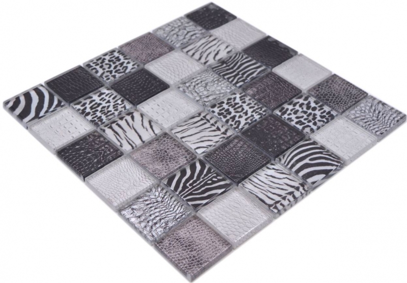 Glass mosaic mosaic tile zebra black wall bathroom kitchen MOS78-W28