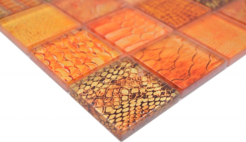 Glass mosaic mosaic tile Snake orange kitchen bathroom wall MOS78-W48