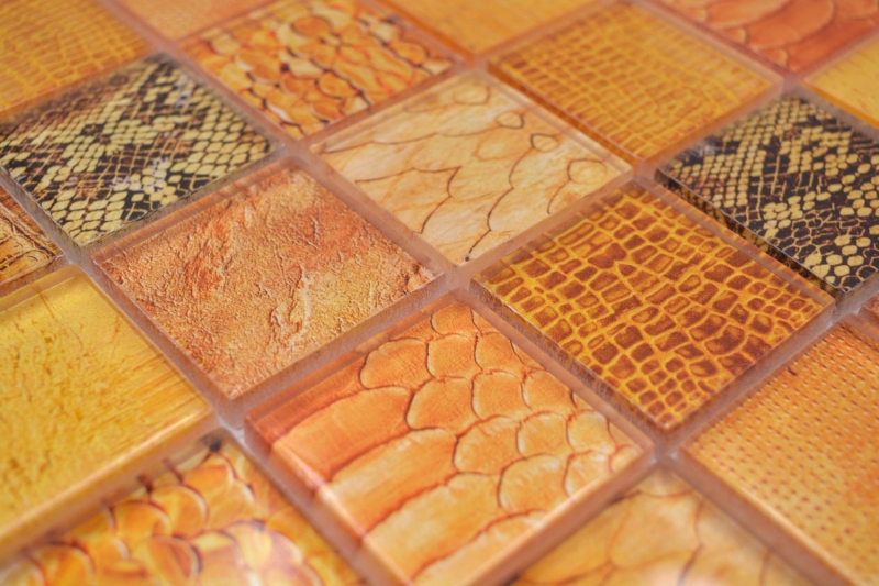Glass mosaic mosaic tile Snake orange kitchen bathroom wall MOS78-W48