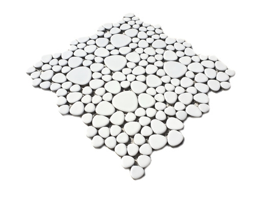 Pebble mosaic Pebbles ceramic drops mosaic pebble plain white matt kitchen bathroom MOS12-0111