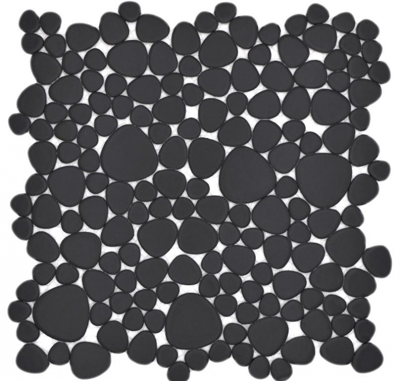 Mosaic tile ceramic mosaic pebble plain black matt tile backsplash kitchen bathroom MOS12-0311_f