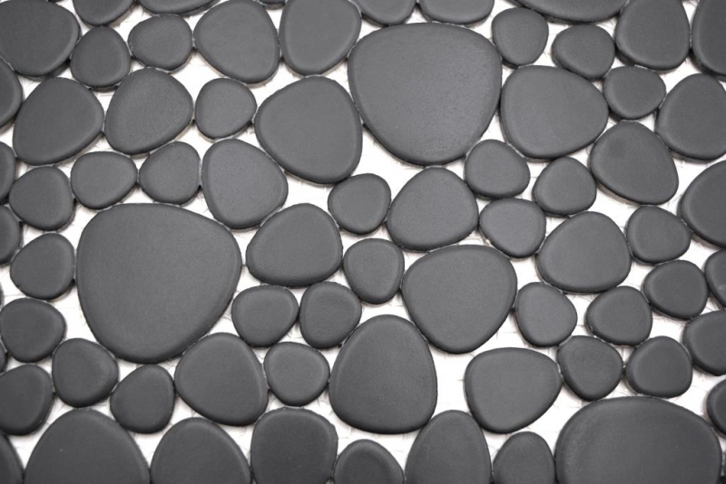 Mosaic tile ceramic mosaic pebble plain black matt tile backsplash kitchen bathroom MOS12-0311_f