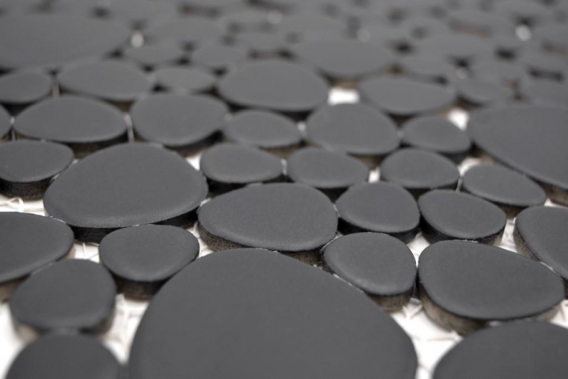 Mosaic tile ceramic mosaic pebble plain black matt tile backsplash kitchen bathroom MOS12-0311_f
