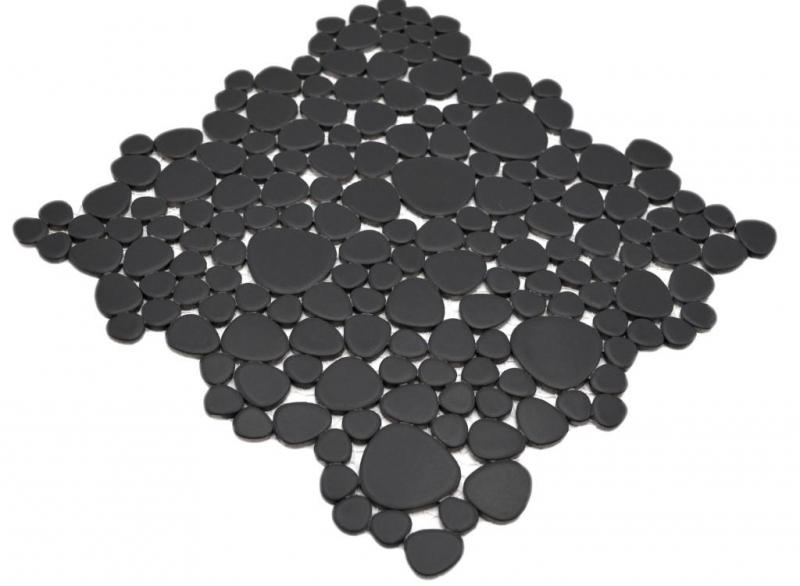 Pebble mosaic Pebbles ceramic drops mosaic pebble plain black matt tile backsplash kitchen bathroom MOS12-0311