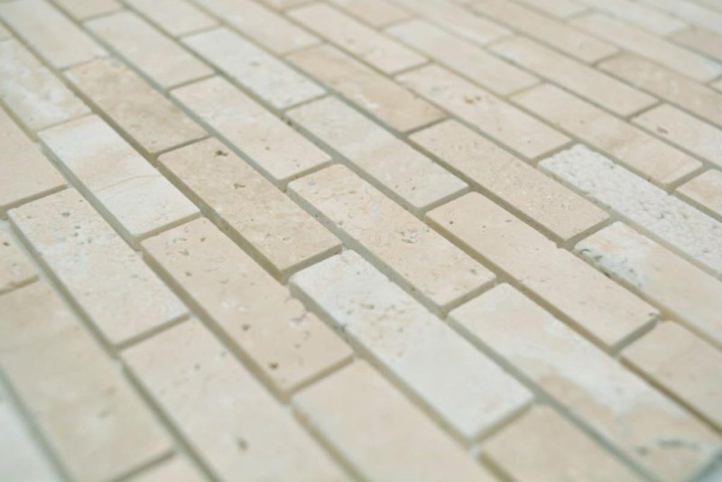 Mosaic tiles Self-adhesive mosaics Composite natural stone Travertine beige MOS200-4M92_f