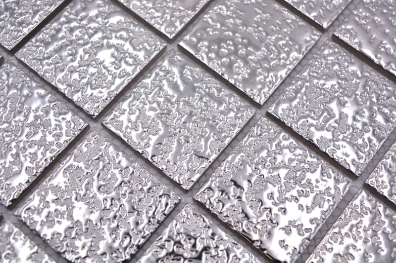 Mosaic tile ceramic mosaic plain silver hammered tile backsplash kitchen MOS16-0207_f