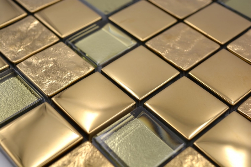 Mosaic tile glass mosaic combination EP gold kitchen splashback bathroom MOS88-XCG03_f