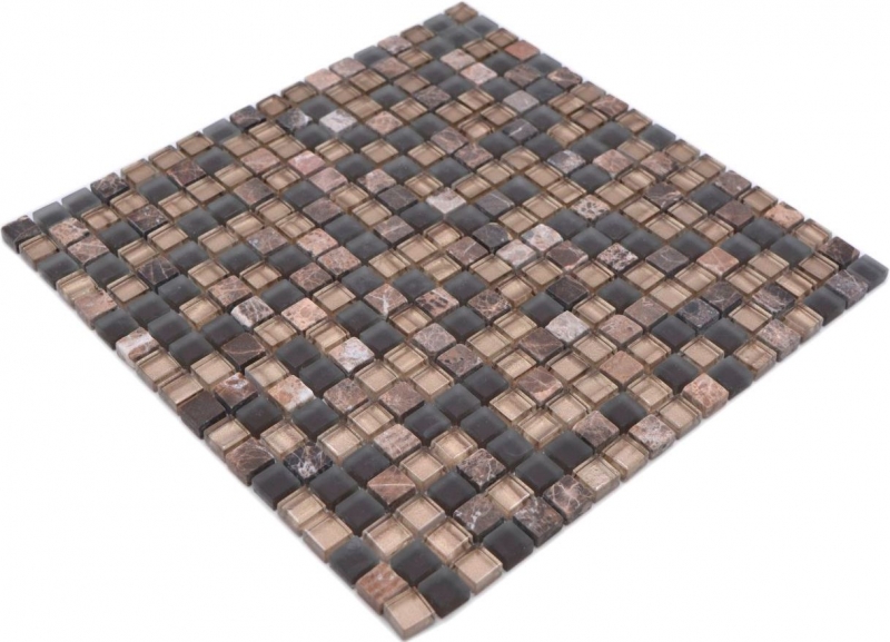 Mosaic tile glass natural stone mosaic stone mix brown matt kitchen splashback MOS92-580_f