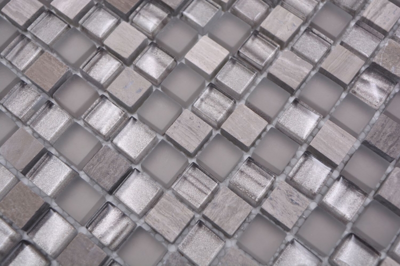 Mosaic tile glass natural stone mosaic stone mix gray matt tile backsplash MOS92-590_f