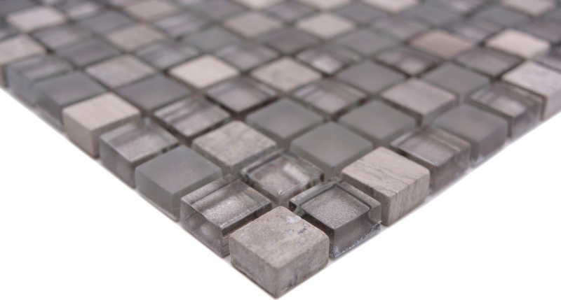 Mosaic tile glass natural stone mosaic stone mix gray matt tile backsplash MOS92-590_f